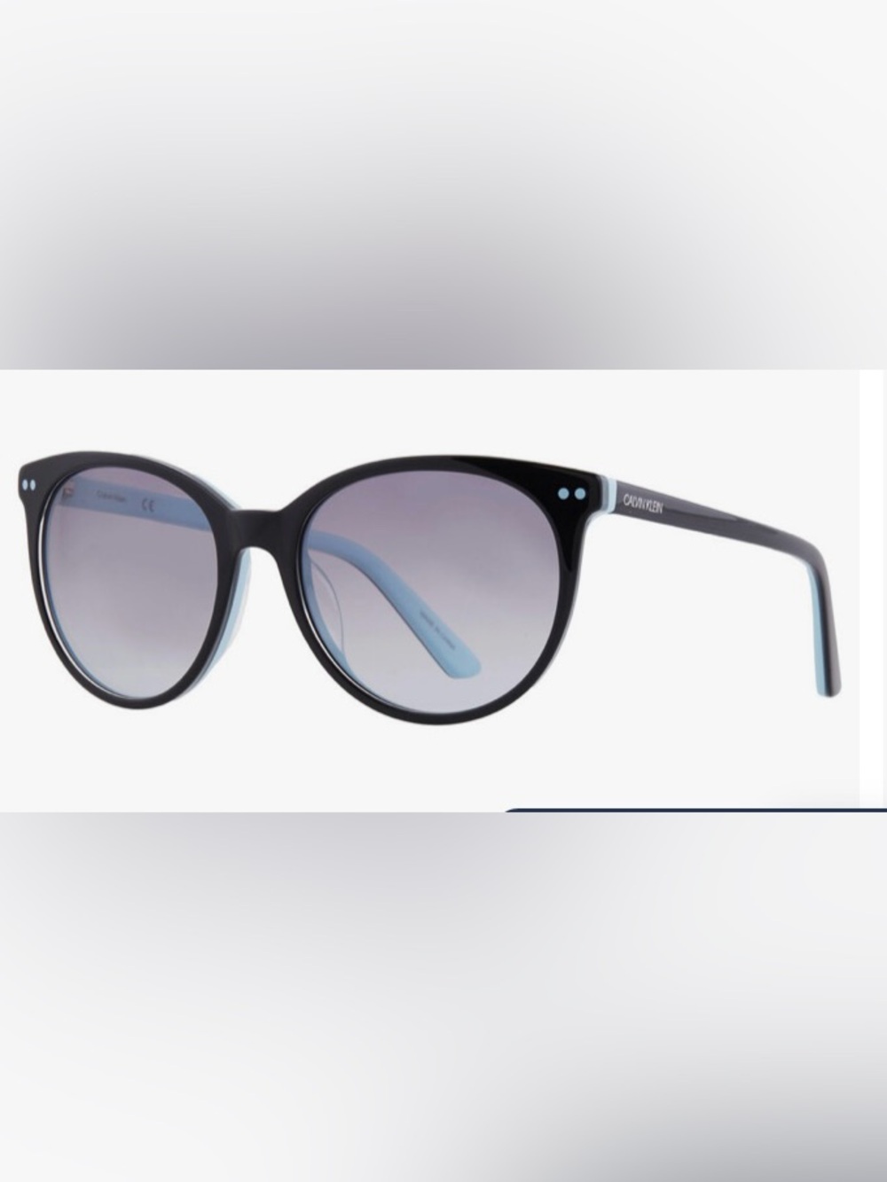 Calvin Klein Black Sunglasses with Light Blue Temples